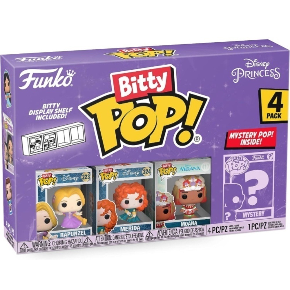 Disney Bitty Funko Pop Princesses 4 With Case Box Set